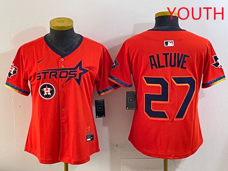 Youth Houston Astros #27 Altuve Orange Fourth generation Joint Name Nike 2025 MLB Jersey style 7